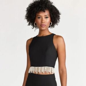 Pearl fringe crop top